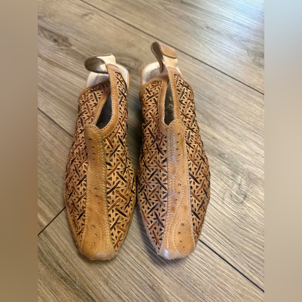 PIKOLINOS Tan Laser-Cut Leather Slip-On Shoes
